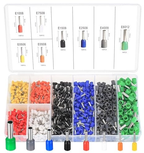 Wire Ferrules Kit, 800 Pcs Wire Terminal Ferrules, 0,5mm² - 10mm² Ferrule Crimp Connectors Kit, Insulated Wire Cable Ferrules Cord Pin End Crimp Terminals for Wire Connection, Wire Ferrule Set