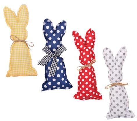 Cabilock 4stücke Rustikale Teiliges Stoff Hasen Deko Für Ostern Süße Osterhasen Figuren Im Landhausstil Für Wohn Und Küchendekoration Baumwollmaterial