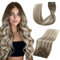 Vivien Echthaar Clip in Extensions Ombre Braun Unsichtbar Clip Extensions Echthaar Natürlich Braun bis Blond Balayage 35cm 5Pcs 80g