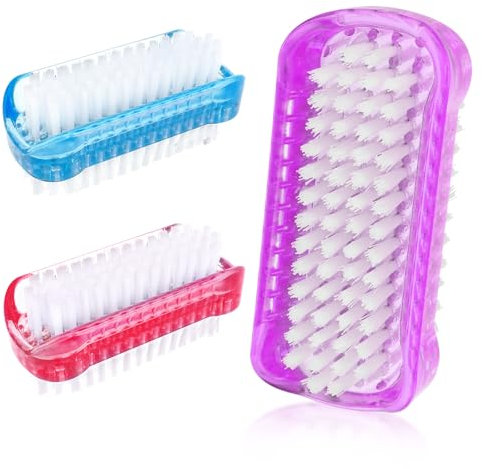 Piriuuo 3 Stück Handbürste, Nagelbürste Doppelseitige Kunststof Handbürste Nagelbürsten Steifen Borsten Nagelbürsten Nail Brush Handwaschbürste fingernagelbürste für Männer und Frauen(Rot Blau Lila)