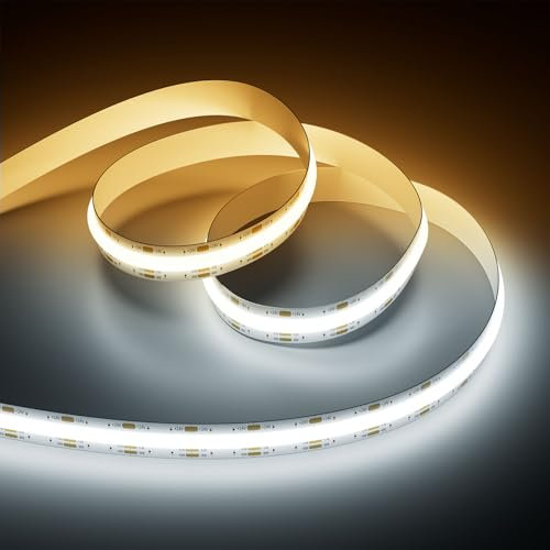 OULARA COB LED Streifen 8M Dimmbar Warmweiß Kaltweiß 2700K-6500K,576LEDs/m 24V LED Strip Lights CRI90+ für Schlafzimmer Küche Zuhause DIY Beleuchtung(No Netzteil und Dimmer)