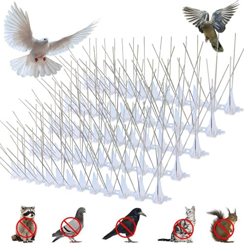 20 Stück Taubenabwehr Spikes Edelstahl, 6,66 Meter Vogelabwehr Spikes für Anti-Vogelkot und Nester, Taubenabwehr Balkon mit 40 Kabelbinder, Taubenschutz für Dächer, Geländer, Werbetafeln, Transparent