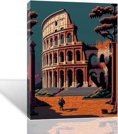Leinwand Wandkunst Druck moderne abstrakte Bilder Stadtlandschaft Bild Grafik gerahmte Dekoration Bad Wohnzimmer Schlafzimmer Büro Haus (Kolosseum, 30 x 40 cm)