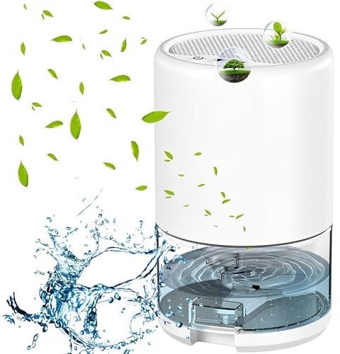WYFCR Dehumidifier-7 led light, 3L/h Dehumidifier with 1L Water Tank, Intelligent & Sleep & Continuous Mode, Portable Ultra Quiet Small Dehumidifiers against Moisture Mold(white)