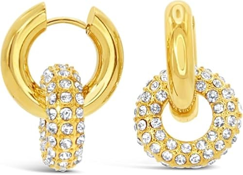 ARS-ARGENTI Creolen Ohrringe Damen Mädchen Sterling Silber 925 Gold 18K - hypoallergen (Edle Doppel-Creolen für den perfekten Business-Look ZOEY Edelstahl 18K vergoldet 16x1mm)