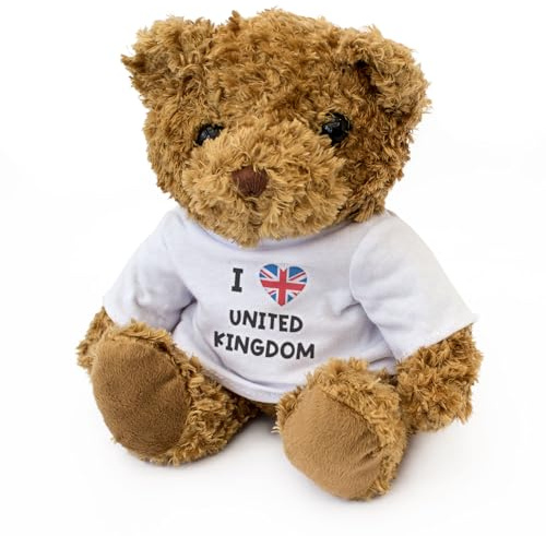 Big Red Egg I LOVE UNITED KINGDOM FLAG - Teddy Bear - Cute Soft Cuddly Adorable - Gift Present