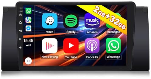 2G+32G Android 13 Autoradio pour BMW E39 X5 E38 M5 1999-2005 avec CarPlay sans Fil Android Auto,Écran 9 Pouces Radio Voiture avec GPS Bluetooth WiFi FM/RDS USB HiFi+Caméra de Recul