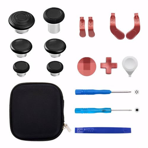 Metal Thumbsticks Replacement for Xbox Elite Controller Series 2 Accessories,Controller Paddles Accessories,Paddles Trigger Buttons Kit,for Replacement of Handle Parts(Red)