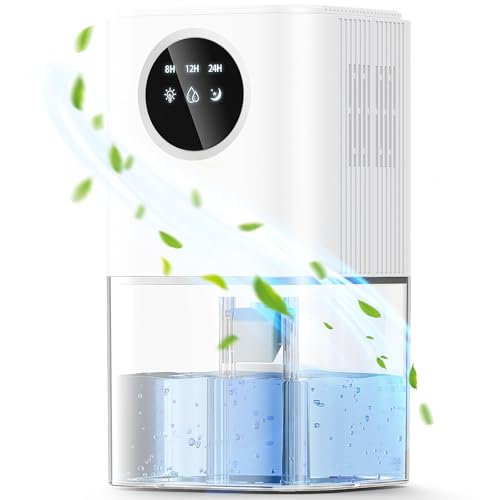 Dehumidifiers for Home, Portable Dehumidifier with Auto Shut Off & 24H Timer, 7RGB Light Quiet Dehumidifiers for Drying Clothes, Bedroom, Bathroom, Wardrobe(White)
