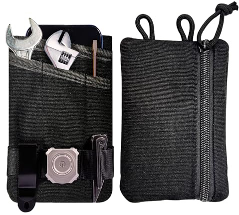 HXOUSE Small Small EDC Pocket Pouch - EDC Organizer Pouch with 4 Pockets for Men, Mini Pocket Tool Pouch for Knife/Flashlight/Tactical Pen - Men's Mini Tool Pouch for Daily Carry