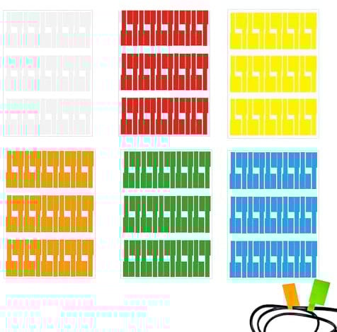 6 Colours Cable Labels Tags Write On, Charger Stickers, Cable Identification Tags, Plug Labels, Self-Adhesive Cable Markers, for Marking & Organizing Cables in Office, Home, School (180)