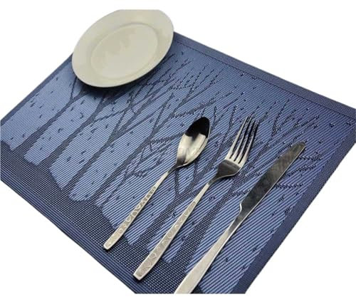 LYHYDMA Tappetino Impermeabile Set di 6 tovagliette in PVC, Antiscivolo, Lavabili, sottobicchieri in PVC, sottopiatti Impermeabili Color Argento(Blue)