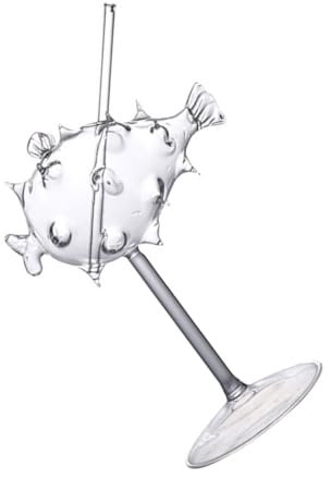 SECFOU Globefish Cocktail Glass Fish-Shaped Tumbler Elegant Drinkware Novelty Glasses for Party Bar Home Decor