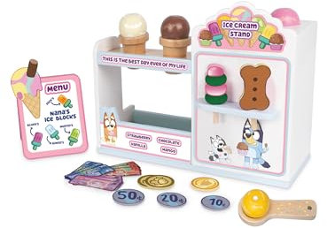 Bluey Ice Cream Playset - Kids' Toy Ice Cream Shop with Cones, Tubs, Lollies, Sprinkles & Payment Accessories - Fun Pretend Play Set for Toddlers & Children - Bluey Toys for Boys & Girls