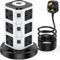 Tower Extension Lead with USB Slots, Acodot 12 Way Multi Plug 1.8m Extension Cable, 3 USB Slots, Surge Protection Extension Lead with Night Light for Home, Office