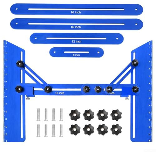 Zilimontt Verstellbare Treppenstufenschablone, 29,2 - 152,4 cm, Aluminiumlegierung, Messlehre für Treppenerhöhungen, Fensterbänke, Laminat, Bodenbelag, DIY-Projekte (blau)