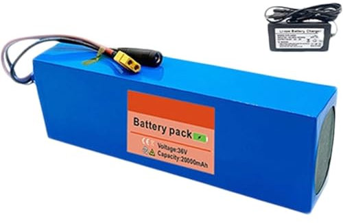 E-Bike Pedelec Akku 36V 20Ah Ebike Battery Pack, 10S2P Rechargeable Li-Ion Battery, Eingebauter BMS Wasserdichter PVC-Akku, Mit Ladegerät XT60