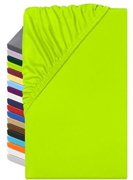npluseins Lenzuolo con angoli in microfibra – traspirante e adatto a persone allergiche 1519.2192, 80-90 x 190 cm, mela