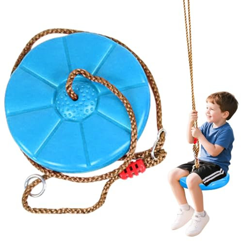 Yuraigm Tellerschaukel Outdoor Kinder Kletterseil Schaukel Baum Kinderschaukel mit Plattform, Hängeschaukel Schaukel Kletterseil Baumschaukel für Drinnen, Draußen, Garten, Spielplatz-Zubehör (Blau)