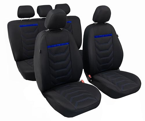 ERJOT Autobezüge Sitzbezüge Comfort Plus Schonbezüge Komplet Set Universal Schwarz (Blau)