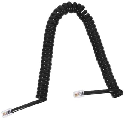 Lurrose 2m Cavo Telefonico Lungo Connettori Pc Filo Telefonico Avvolto Nero Per Telefono Fisso Per Uso in Casa e Ufficio Cavo Riccio