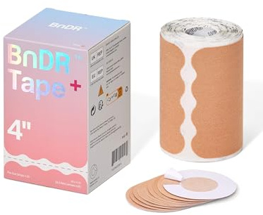 PRO PRECUT Extra Breite vorgeschnittene synthetische Kinesiotape-Streifen mit Nipple Covers – Chest Binding Tape zum Brustabbinden für FTM Transgender, 20 Streifen, 10 cm (Beige)