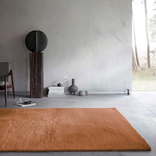 Wecon Home Anna getufteter Hochflorteppich, 80 x 150 cm, Terracotta | flauschiger Hochflor Teppich, stilvolles und Elegantes Design für Wohnzimmer, Schlafzimmer und mehr