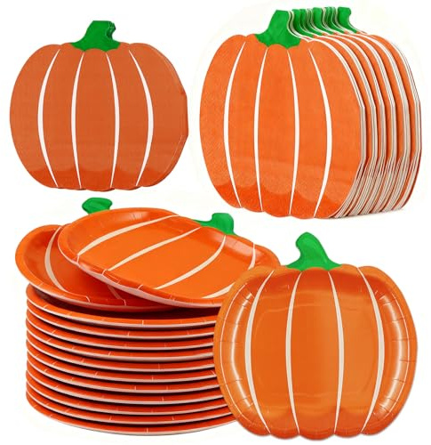 30 Stück Herbst Geschirr Set, Herbst Servietten+Kürbis Papier Teller | Herbst Partygeschirr, Kürbis Servietten, Herbst Partyteller Set, für Hochzeit, Geburtstag, Thanksgiving, Dinner Partyzubehör