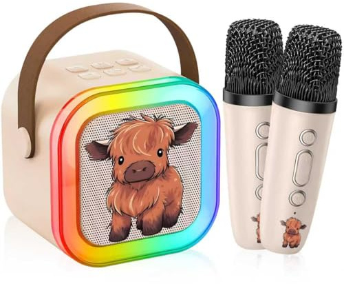 Karaoke Machine Kids, Upgrade Karaoke Machine 2 Wireless Microphones, Mini Karaoke Bluetooth Speaker with Party Led Lights, Gifts for Boys Girls Children Toddler, Toys for Children (GDNMKF)