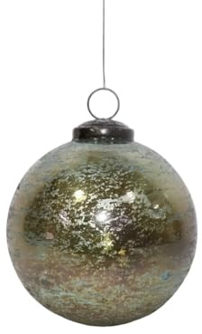 Antikas - Weihnachtskugeln Premium rund, Glas grün patiniert - handgemacht Indien, ⌀10 cm, 6er Set