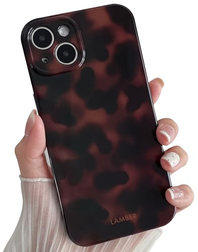 TQLGY für iPhone 13 Hülle, Süßes Leopard-Muster Braun Bernstein, Weiches TPU Schlanke Stoßfeste Handyhülle für Frauen