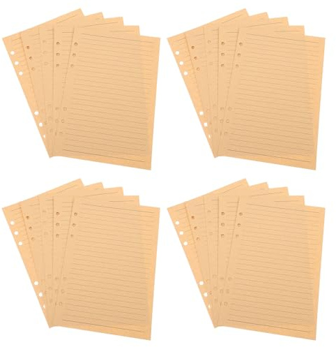 HAPINARY A5 Nachfüllpapier Kraftpapier Braun 80 Blatt College Liniert Ringbuch Einlegeblätter Nachfüll Inlays für Notizbücher und Planer Portable Größe