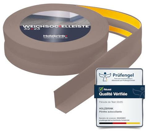 HOLZBRINK Weichsockelleiste selbstklebend PVC 32x23mm, 10 m | Küchenleiste Arbeitsplatte | Abschlussleiste selbstklebend für Badezimmer | Farbe: Cappuccino