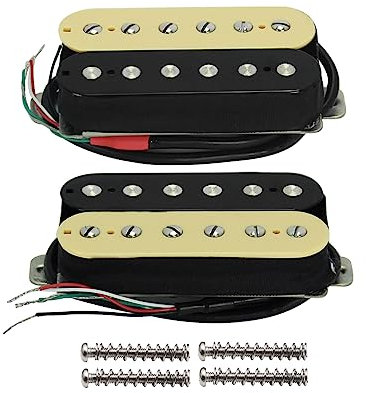 FLEOR Hohe Ausgabe Alnik 5 Gitarren-Tonabnehmer Doppelspulen-Humbucker-Tonabnehmer Hals- und Steg-Set (Creme + Schwarz)