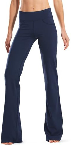 Safort Regular/Tall Bootcut Yoga Hose mit 71cm/76cm/81cm/86cm Schrittlänge, 4 Hosentaschen, Blau, M