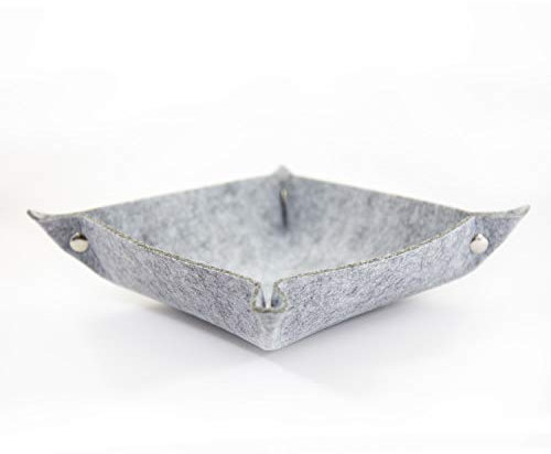 Oblique Unique® Filzschale mit Druckknöpfen als Schlüsselablage Ablage für Kleingeld Smartphone DIY Dekoschale Dunkelgrau Weinrot Weissgrau Grün - Farbe wählbar (Weißgrau)