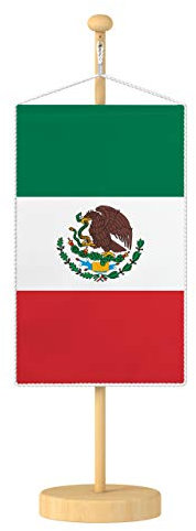 Vispronet® Tischbanner Mexiko Nationalfahne Set ✓ Fahne & Ständer ✓ Kordel-Rand (Mexiko)