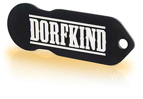 Einkaufswagenlöser ® Dorfkind/Entriegler für Einkaufswagen – inkl. 1 Jahr Schlüsselfundservice/Einkaufswagenchip abziehbar/Einkaufschip zum rausziehen/Schlüsselanhänger Metall / 1 Stück