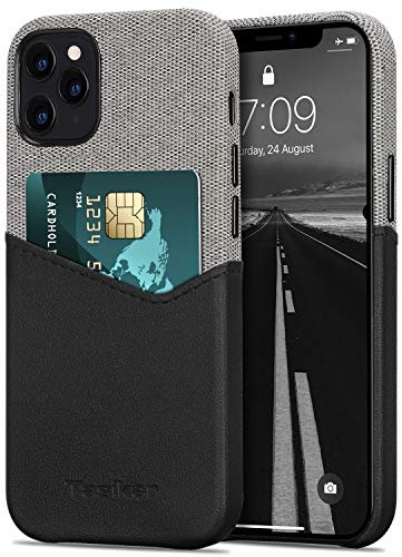 Tasikar Cover iPhone 12 Pro Max Custodia Portafoglio in Pelle e Tessuto con Slot per Schede Compatibile con iPhone 12 Pro Max (Nera)