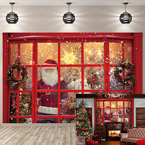 Christmas Santa Claus Photography Backdrop Xmas Winter Shop Window Gifts Horse Santa Claus Background Photo Booth 7x5FT