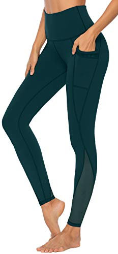 Persit Sport Leggings Damen, Sporthose Yogahose Laufhose Yoga Leggins Tights Sportleggins für Damen Dunkelgrün-Size 36 (Herstellergröße S)