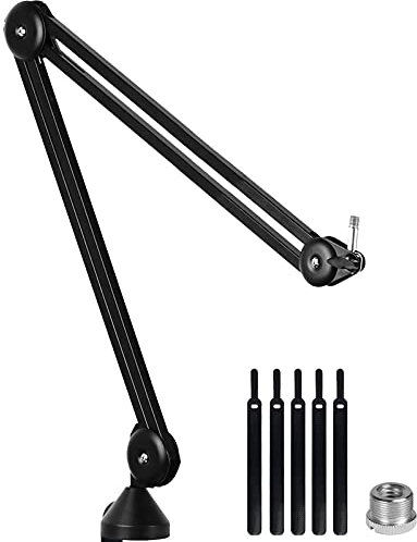 LANUCN Mikrofon Arm Mikrofonständer der 2. Generation 3/8 5/8 Verbesserter Mikrofonarm mit Anti-Shaking-Tischklemme Minimalistischem Mic Stand für Yeti Snowballs und andere Microphone Boom Arm