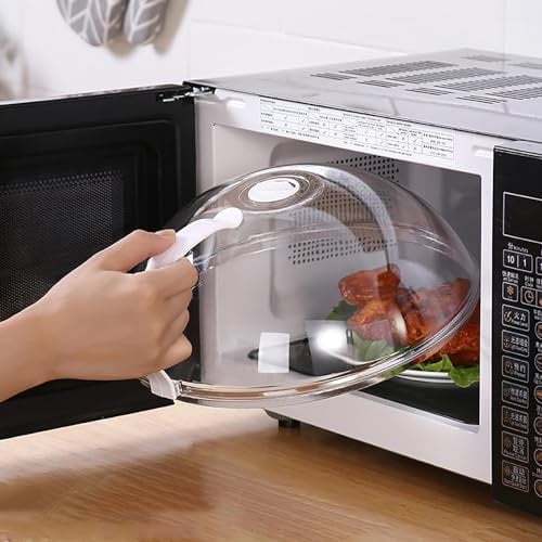 WENWELL Cubre Microondas, Cubierta de Salpicaduras para Alimentos, Tapa de Cocina de Vidrio Transparente, Plato con Ventilación de Vapor, Sin BPA, Plástico