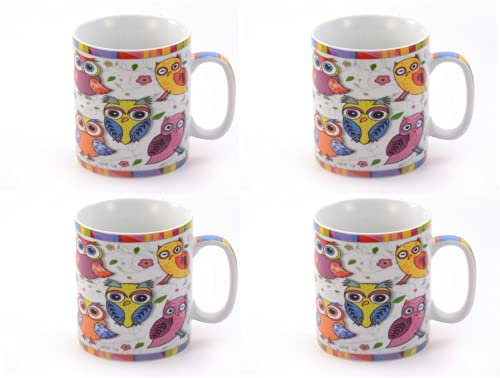 Teemando 4 X Jumbo-Becher Eule Porzellan 0,75 l = 4 Becher