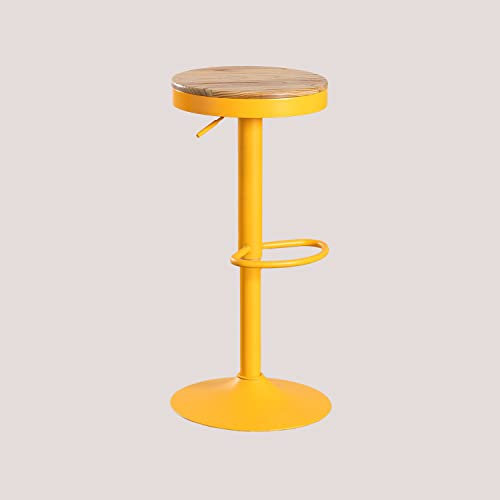 SKLUM Höhenverstellbarer Barhocker aus Stahl und Ulmenholz Bardder Orange Aprikose