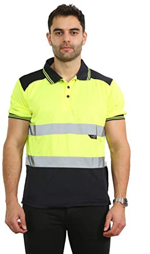 kraftd Mens Hi Vis Polo High Viz Visibility Contrast 2 Two Tone Workwear Tshirt Tee Top