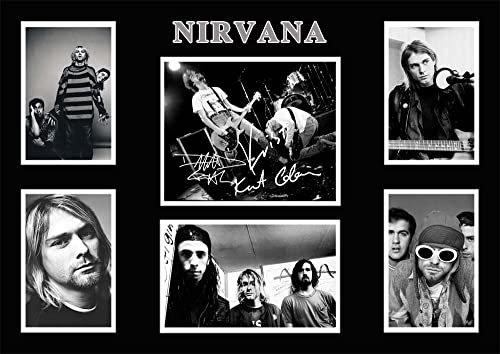 NIRVANA Group, mehrfach signierter A4 Montage Fotodruck, vorgedruckte Signatur, Autogramm, Geschenk, Wandbild
