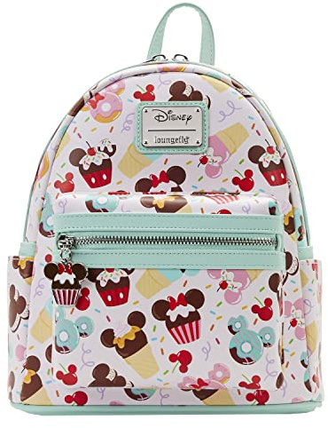 Loungefly Disney Mickey and Minnie Mouse Sweet Treats All Over Print Womens Double Strap Shoulder Bag Purse