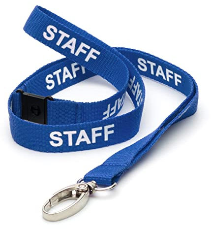 CKB LTD Blau Staff LANYARDS Breakaway Sicherheits-Lanyard-Umhängeband, drehbarer Metallclip für Ausweishalter – Pull-Quick-Release-Design, 10 Stück