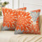 Velvhom Deko Kissenbezug 40x40 Sofakissen Orange and Grau 2er Set Kissenbezüge Weich Leinen Dahlie Kissenhülle Outdoor Kissen Geometrisch Zierkissen Kuschelig Kissen Bezüge Wohnzimmer Sofa
